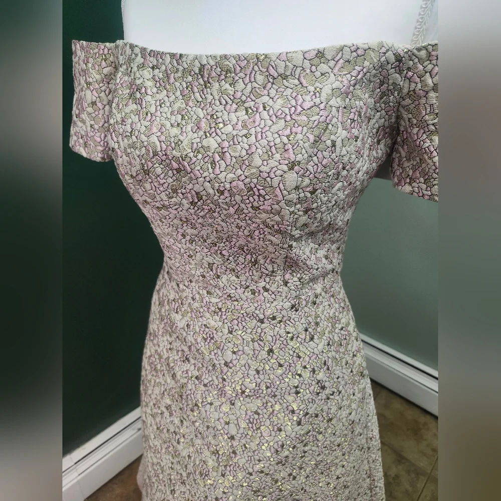 Alyce Paris Pink Floral Off-Shoulder Maxi Dress - Picture 11 of 13